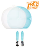 Bumkins Silicone Grip Dish  with Lid + Spoon and Folk Set - Various Colours