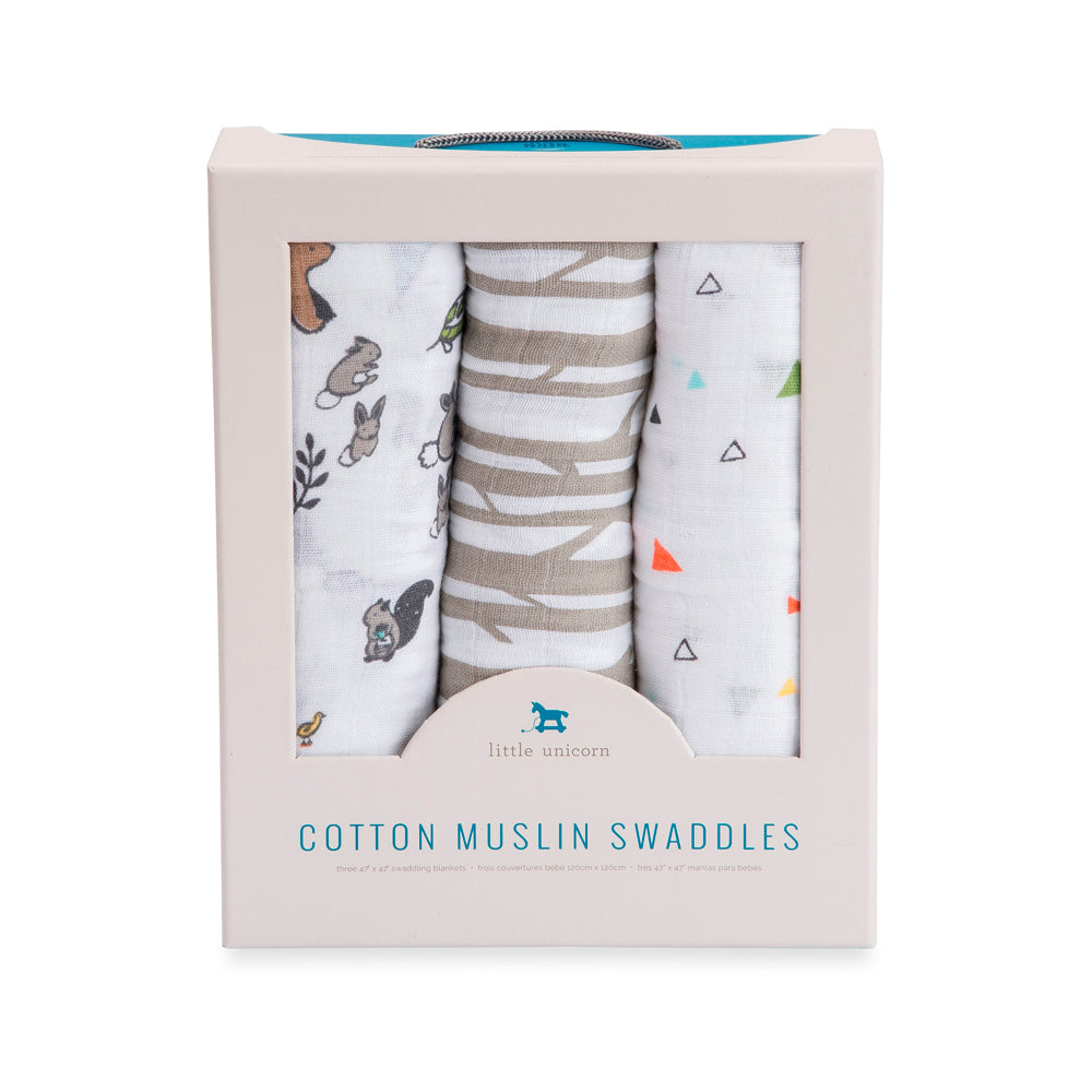 Little Unicorn Muslin Swaddles 3 Pack