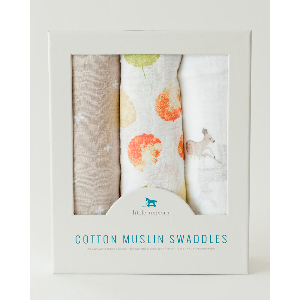 Little Unicorn Muslin Swaddles 3 Pack