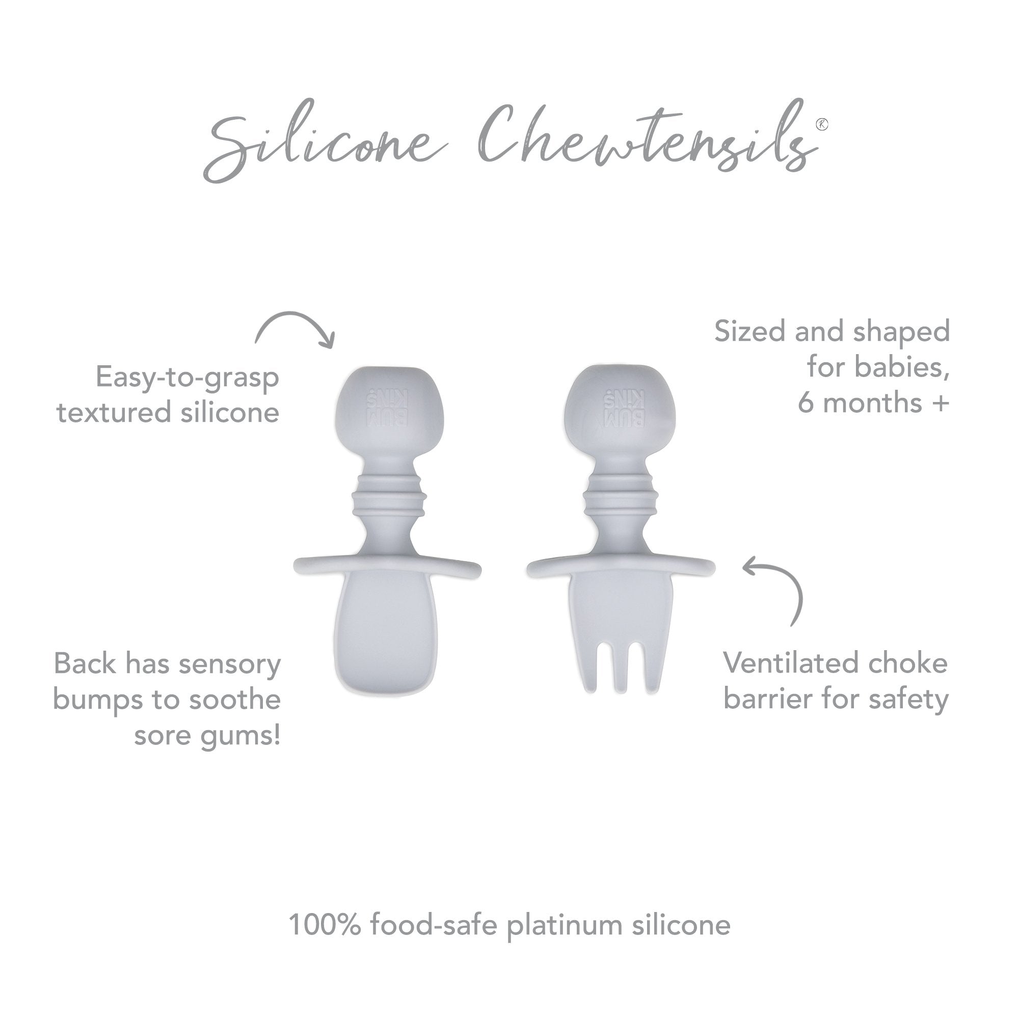 Bumkins Silicone Grip Dish + Chewtensils® Set - Various Colours