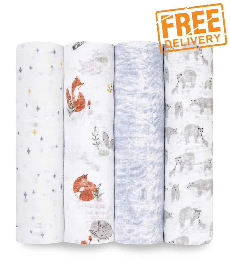 Aden + Anais Classic Swaddles 4 Pack - Naturally