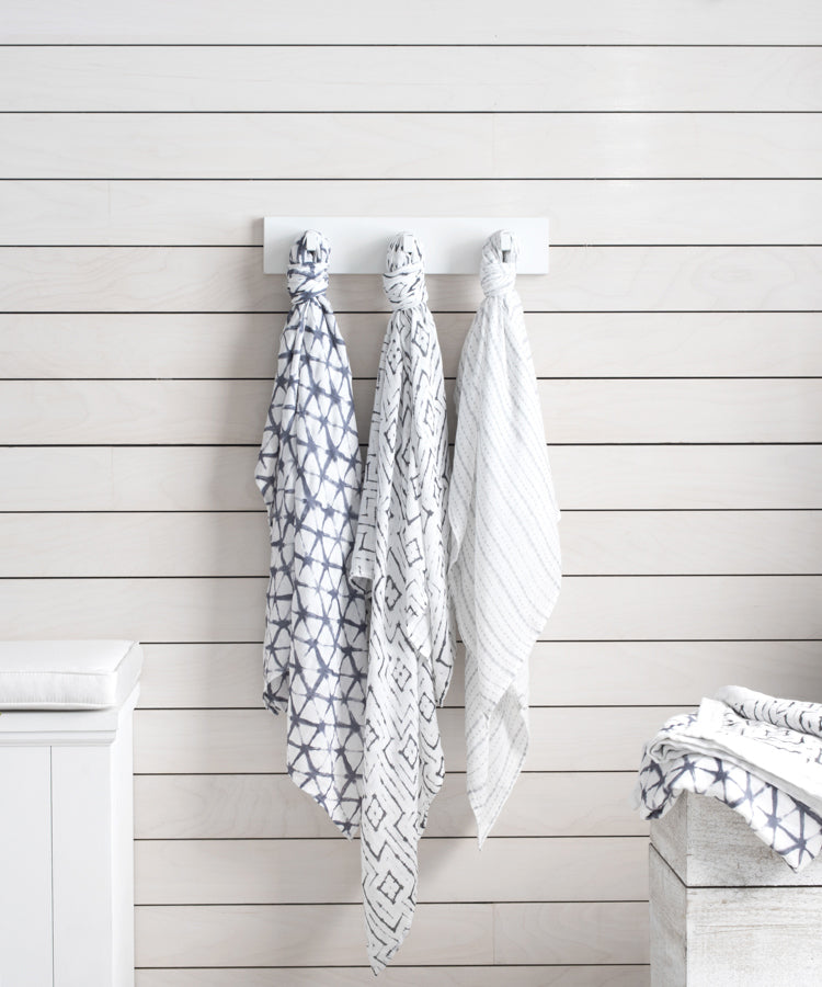 Aden + Anais Bamboo Swaddles 3 Pack - Pebble Shibori