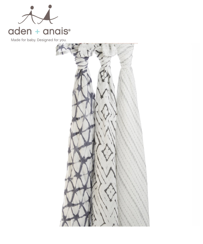 Aden + Anais Bamboo Swaddles 3 Pack - Pebble Shibori
