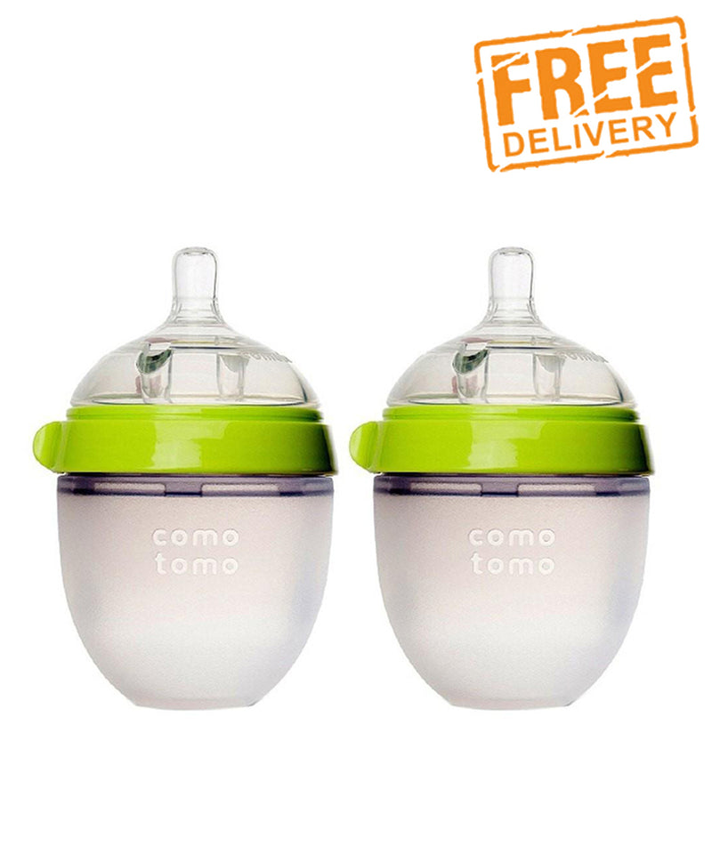 Comotomo Natural Silicone Baby Bottle 150ml 2 Pack - Green