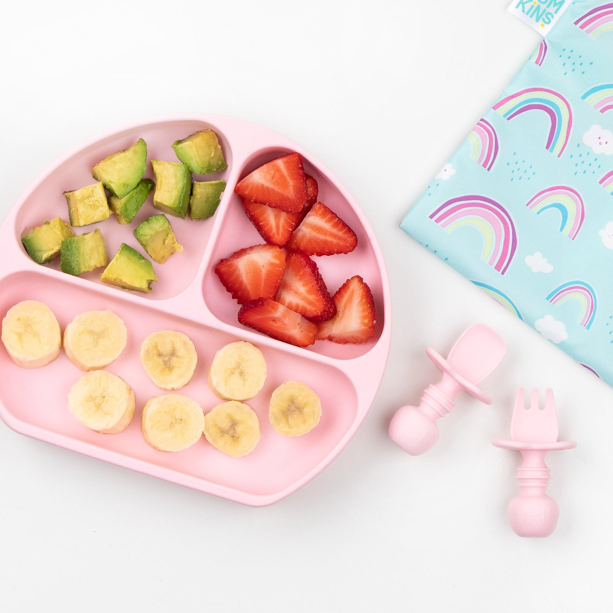 Bumkins Silicone Grip Dish + Chewtensils® Set - Various Colours