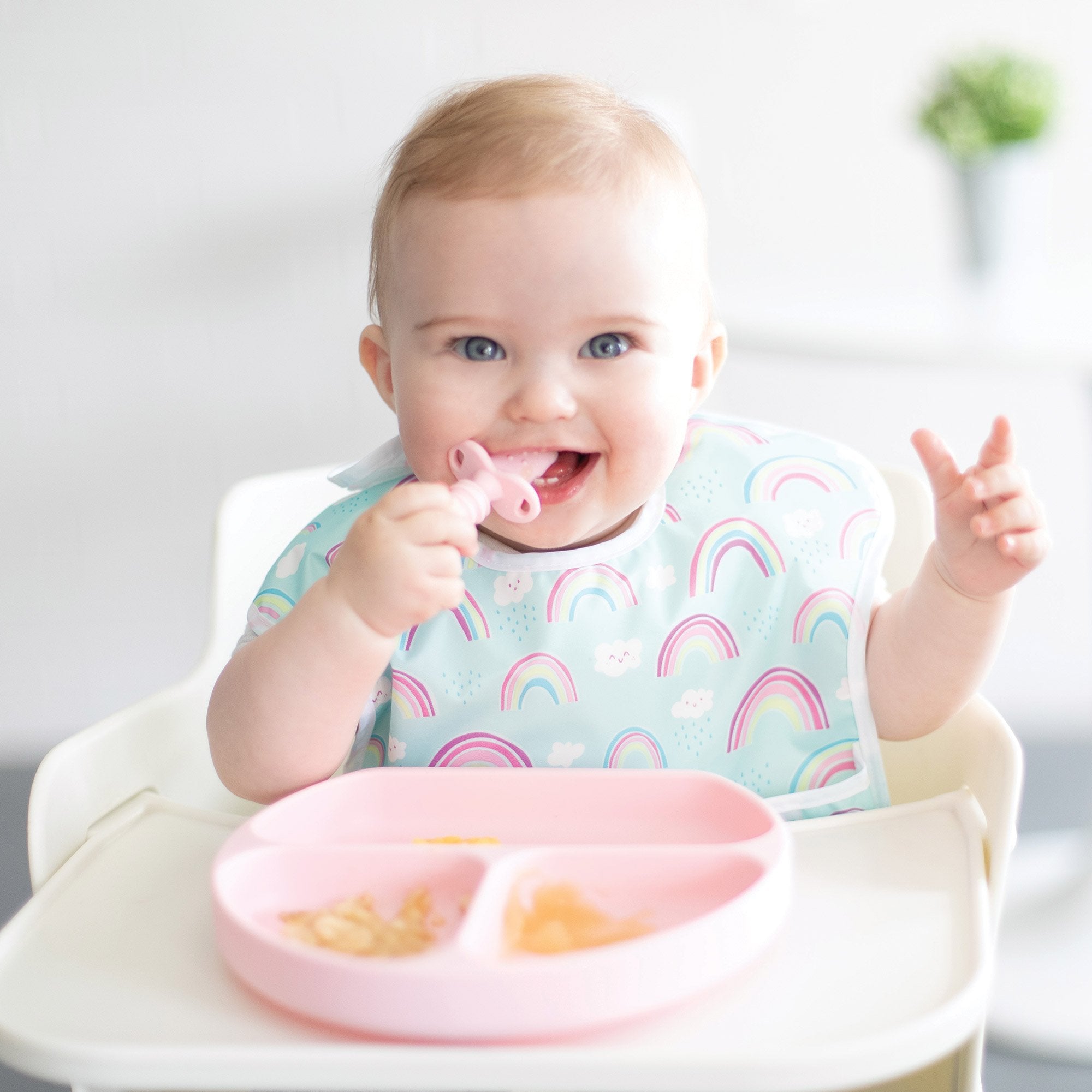 Bumkins Silicone Grip Dish + Chewtensils® Set - Various Colours