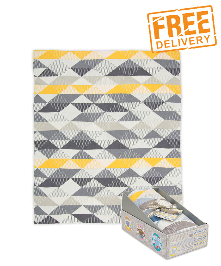 Weegoamigo Bamboo/Cotton Knitted Baby Blanket - Geo Charcoal