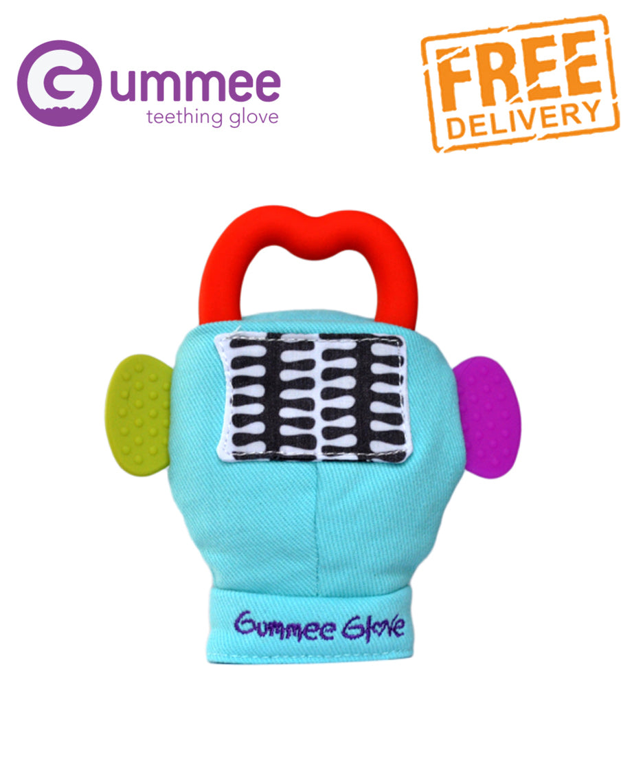 Gummee Glove Teether Mitten - Turquoise