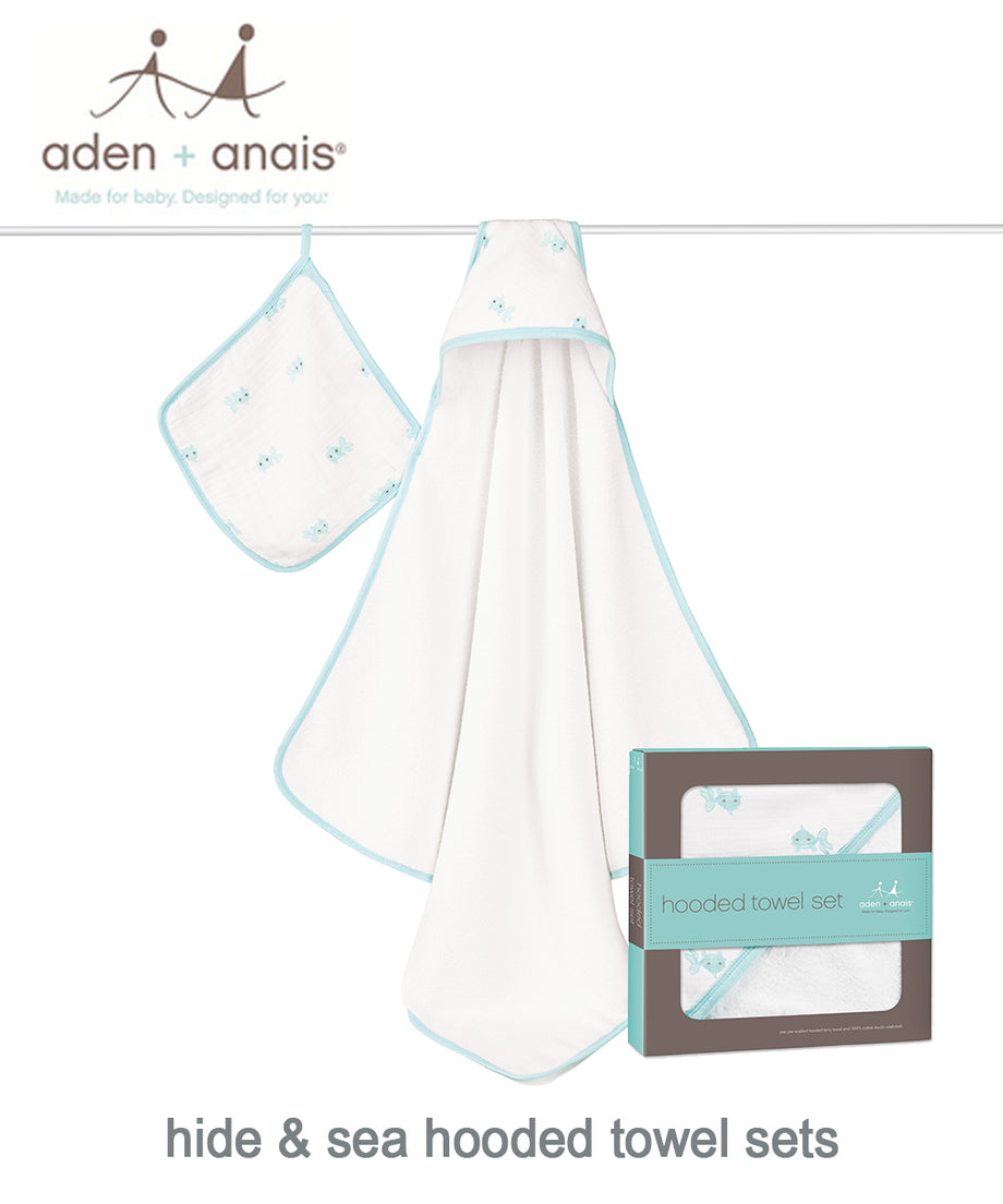 Aden + Anais Hooded Towel and Washcloth Set - Various Prints