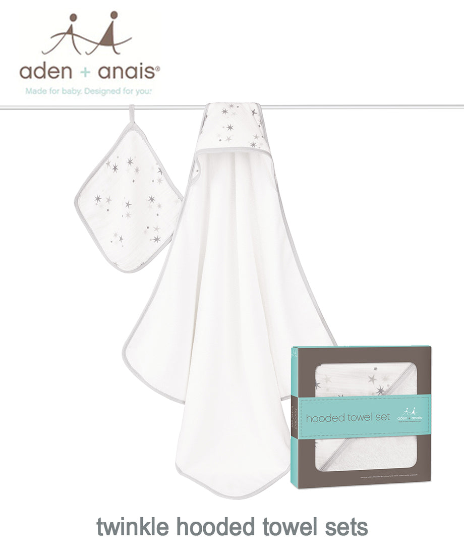 Aden + Anais Hooded Towel and Washcloth Set - Various Prints